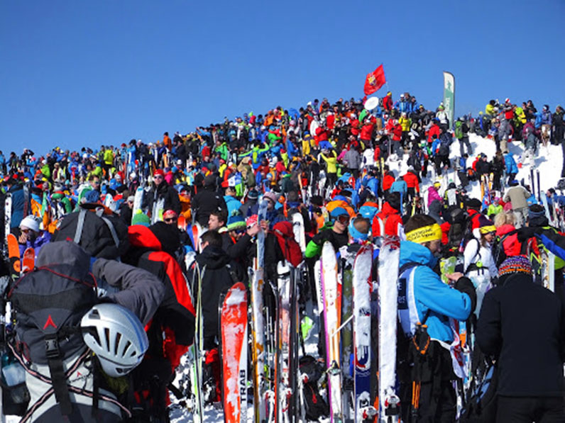 Foule aux Grands Montets (Chamonix) Foule Grands Montets